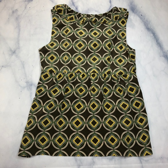 Fossil Olive Green Yellow Medallion Silk Tank Top - Picture 5 of 8